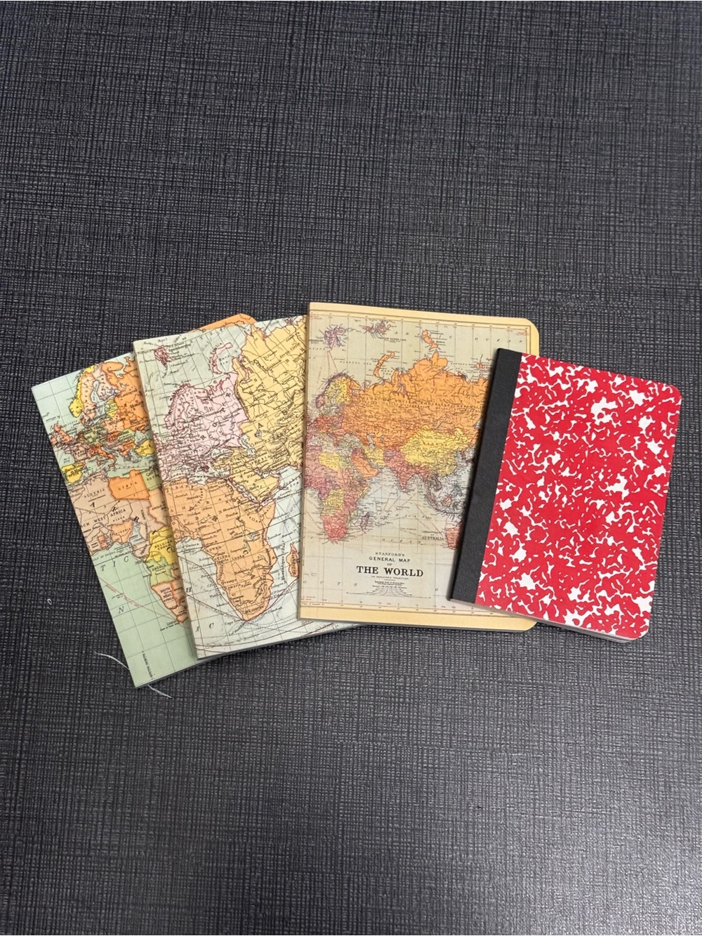 Pocket Vintage Map Cover Notebooks Red Marble Composition Notebook
